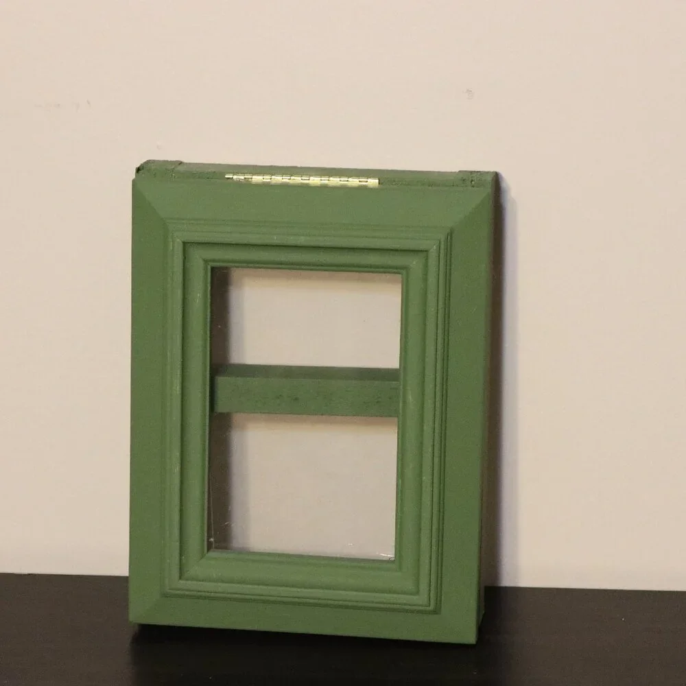 Framed green picture frame and shelf - perfect for storing small items!